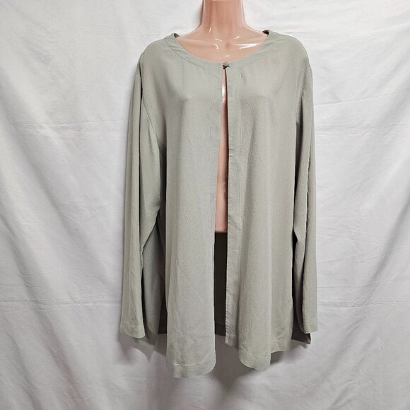 Eileen Fisher 100% Silk One Button Cardigan Jacket Women Size L - Picture 1 of 12